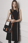 Vestido midi negro con franjas en cuero marrón de Ralph Lauren para la colección Pre-Fall 2016