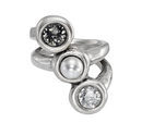 Anillo de plata con brillantes en blanco y negro de la colección 'The Darker Side' de Uno de 50