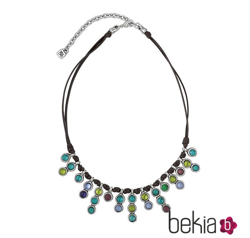 Collar con brillantes de colores unidos por cuero de la colección 'The Darker Side' de Uno de 50