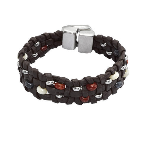 Pulsera de cuero y cierre de plata de la colección 'The Darker Side' de Uno de 50