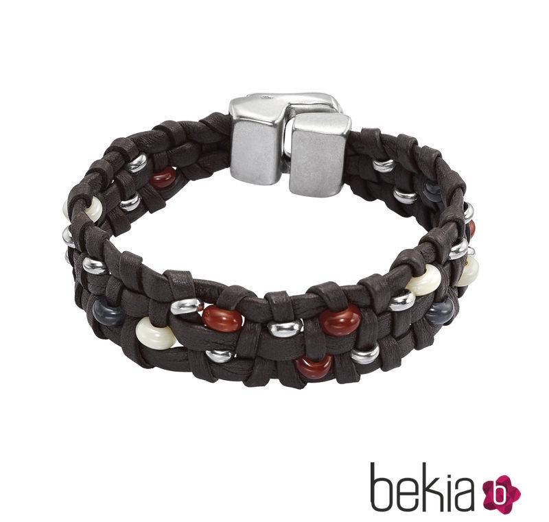 Pulsera de cuero y cierre de plata de la colección 'The Darker Side' de Uno de 50