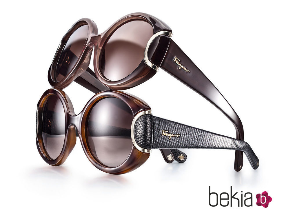 Gafas de sol marrones con cristal pardo y patillas de diseño de Salvatore Ferragamo