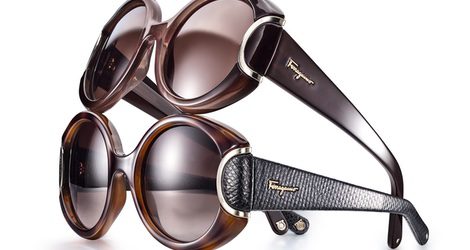 Gafas de sol marrones con cristal pardo y patillas de diseño de Salvatore Ferragamo