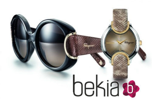 Gafas de sol y reloj con correa de piel de serpiente de Salvatore Ferragamo