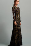 Vestido largo dorado y negro para la colección Pre-Fall 2016 de Oscar de la Renta