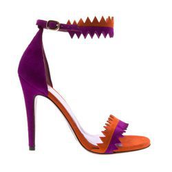 Sandalias con tira bicolor en morado y naranja de Úrsula Mascaró