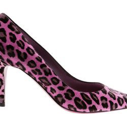 Stiletto con estampado leopardo en rosa y negro efecto pelo  de Úrsula Mascaró