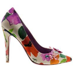 Stiletto estampado floral y detalle cristales Swarovski de Úrsula Mascaró