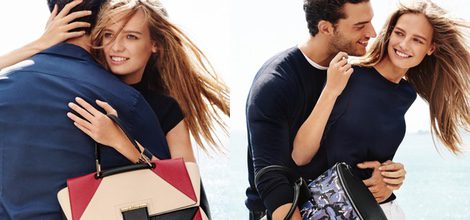 Bolso grande tipo saco en print animal azul y negro de Furla