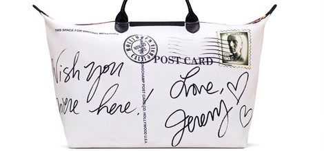 Bolso 'Le Pliage' blanco con firma de Jeremy Scott para Longchamp