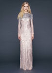 Vestido largo recto brilli brilli en champagne de Reem-Acra