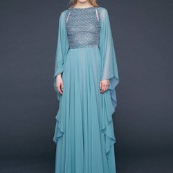 Vestido de gasa azul serenity de Reem-Acra