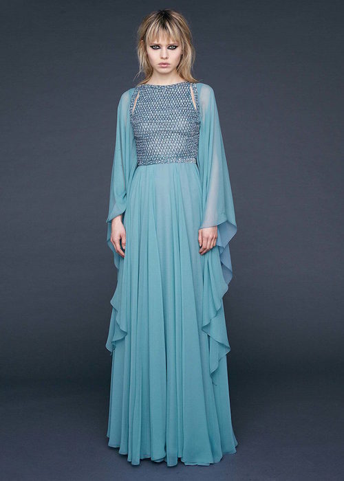 Vestido de gasa azul serenity de Reem-Acra