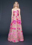 Vestido de gasa con palabra de honor y estampado floral de Reem-Acra