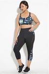 Cropped top azul estampado y mayas negras de Forever 21