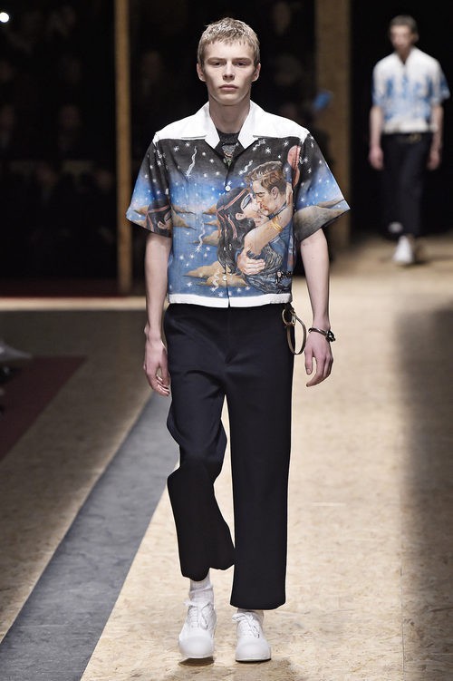 Camisa de estilo kimono con dibujo colorido estampado para Prada
