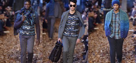 Jersey azul de flecos en zig-zag con bufanda para Missoni