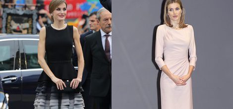 La Reina Letizia con vestido negro de Felipe Varela