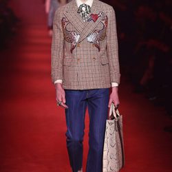 Americana de cuadros con doble botonadura y estampado de lentejuelas para Gucci