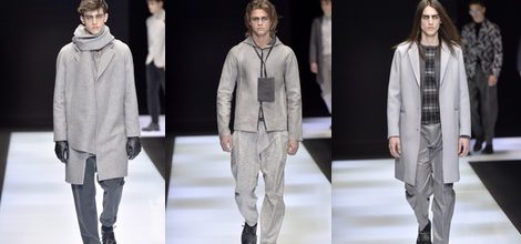 Maxi abrigo asimétrico en gris para Armani