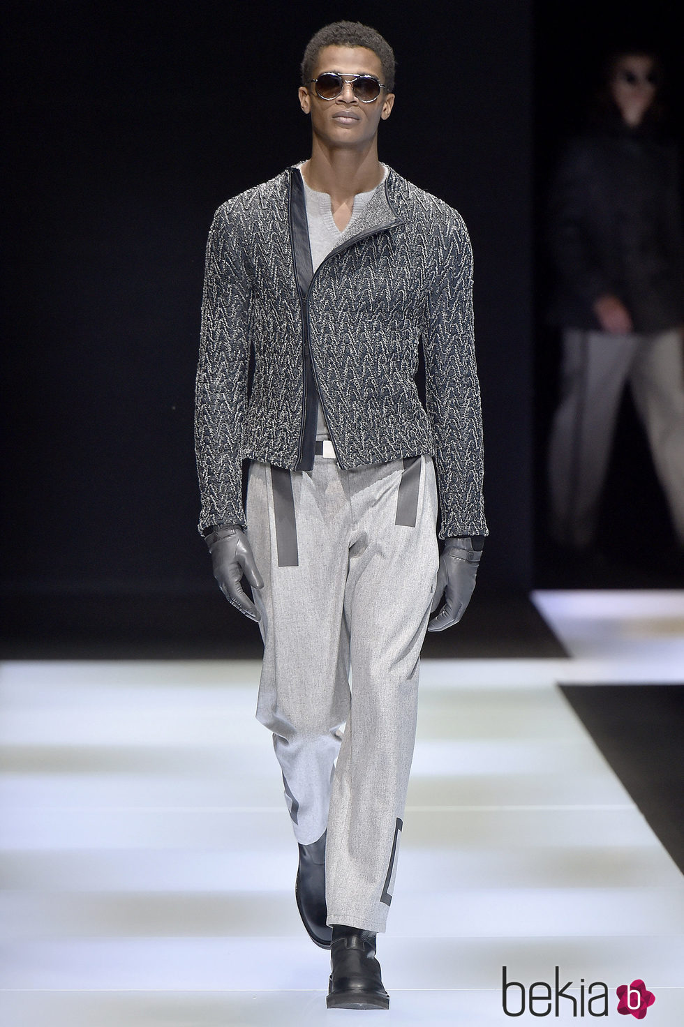 Chaqueta con estampado geométrico y cremallera lateral para Armani