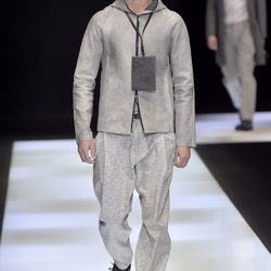 Chaqueta de ante gris con bolsito colgando para Armani
