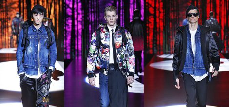 Chaqueta vaquera con pantalones anchos de seda con letras chinas para Dsquared2