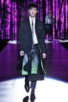 Abrigo tres cuartos de cuero negro con efecto fosforescente verde para Dsquared2