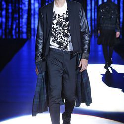 Abrigo estilo frac con mangas de cuero y jersey con estampado floral para Dsquared2