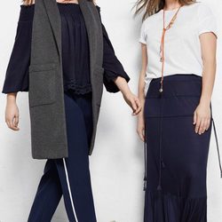 Conjuntos negros con chalecos largos y pantalones anchos de Violeta by Mango