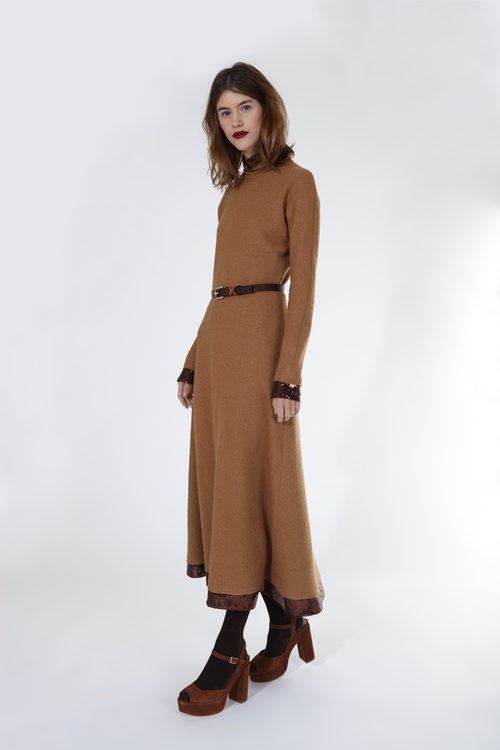 Vestido largo recto de ante marrón de 2nd LAB by 2nd Skin para primavera/verano 2016