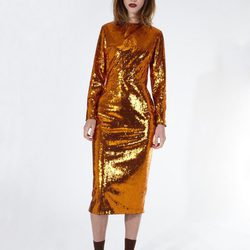 Vestido largo recto color oro viejo de 2nd LAB by 2nd Skin para primavera/verano 2016