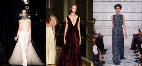 Conjunto dos piezas con pantalones lisos y cuerpo de tul con espalda escotada de Stephane Rolland