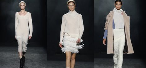 Vestido recto de lana con detalle de flecos de Yerse en la 080 Barcelona otoño/invierno 2016/2017