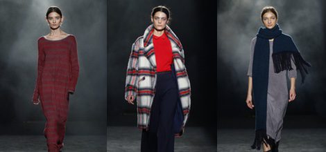 Vestido rojo con estampado gris de Yerse en la 080 Barcelona otoño/invierno 2016/2017