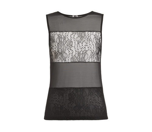Camiseta de pijama con transparencias en negro de la nueva colección ONE LOVE para San Valentín 2016 de Yamamay