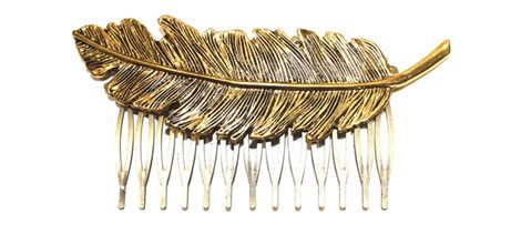 Peineta pluma en oro viejo de Alma Luzón para novias