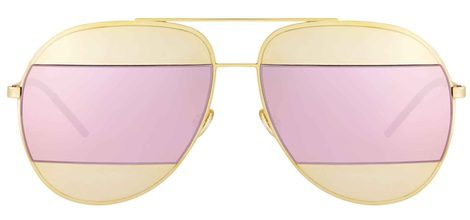 Gafas con montura dorada y cristal rosa de Dior 