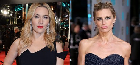 Kate Winslet con un vestido negro en la alfombra roja de los BAFTA 2016