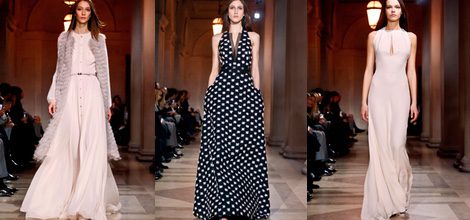 Vestido gasa con detalle pelo de Carolina Herrera en FW de Nueva York para otoño/invierno 2016/2017