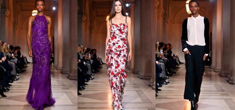 Vestido morado brillantes de Carolina Herrera en FW de Nueva York para otoño/invierno 2016/2017