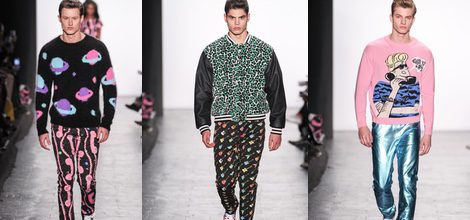 Jersey de lana y pantalones estampados de Jeremy Scott en la FW de Nueva York para otoño/invierno 2016/2017