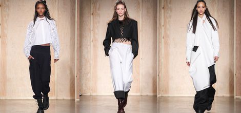 Conjunto blanco y negro de DKNY en FW de Nueva York para otoño/invierno 2016/2017
