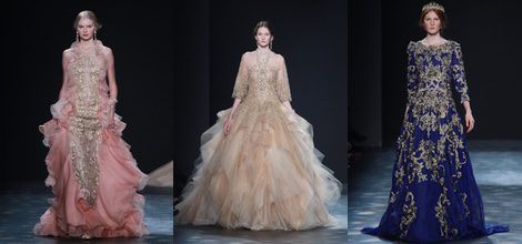 Vestido con volantes rosas de Marchesa en FW de Nueva York para otoño/invierno 2016/2017