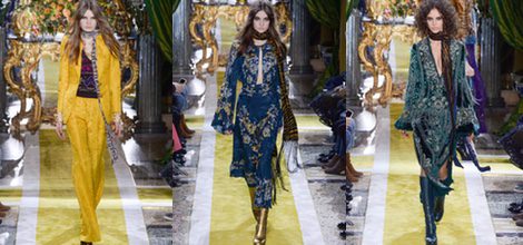 Traje amarillo de Roberto Cavalli en la FW de Milán para otoño/invierno 2016/2017