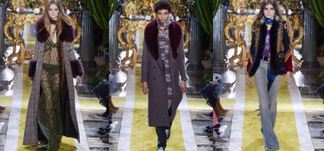 Abrigo con detalle de pelo de Roberto Cavalli en la FW de Milán para otoño/invierno 2016/2017