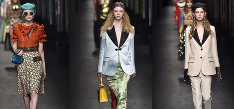 Conjunto con volúmenes de Gucci en la FW de Milán para otoño/invierno 2016/2017