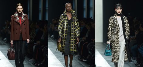Abrigo marrón de Bottega Veneta en la FW Milán para otoño/invierno 2016/2017