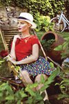 Conjunto camisa rouge y falda estampado cítricos colección Primavera/ Verano 2016 de Dolores Promesas