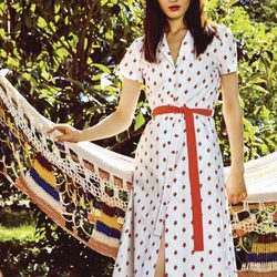 Vestido blanco estampado strawberry abotonado colección Primavera/ Verano 2016 de Dolores Promesas